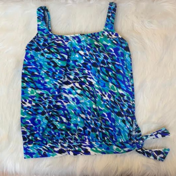 Swim Solutions Side-Tie Blouson Pool Swim Top NEW - Picture 2 of 3